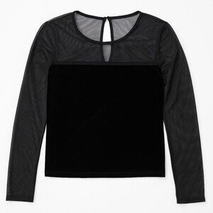 Vintage Evening Shear Black women's Velvet top with Beading; Size 10, Like new